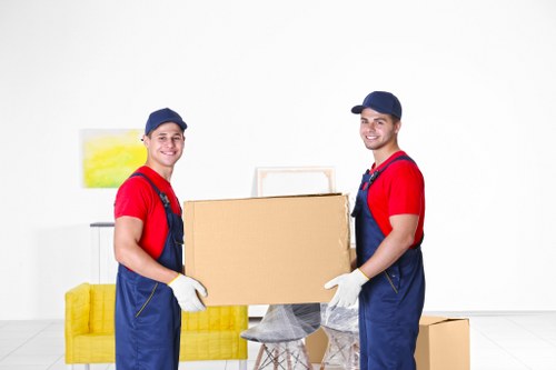 Packed boxes and furniture prepared for transport