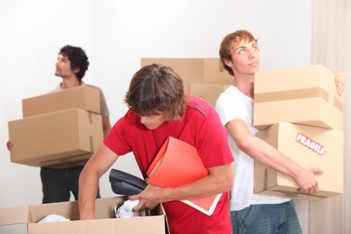 Removal service preparation checklist and packed household items
