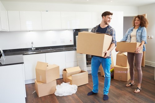 Packed boxes and furniture ready for a local house move