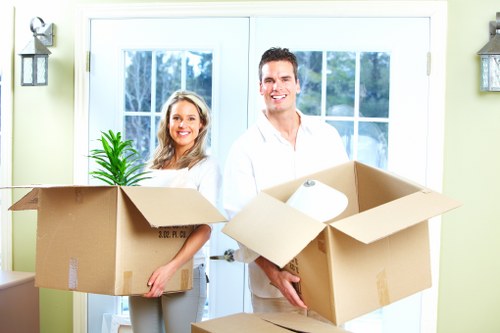 Moving service team confirming booking details