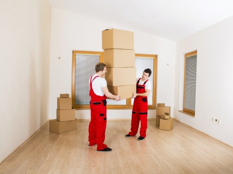 Commercial furniture being prepared for an office relocation
